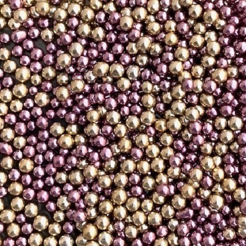 Sugar pearls metallic pink - gold 4mm 70g