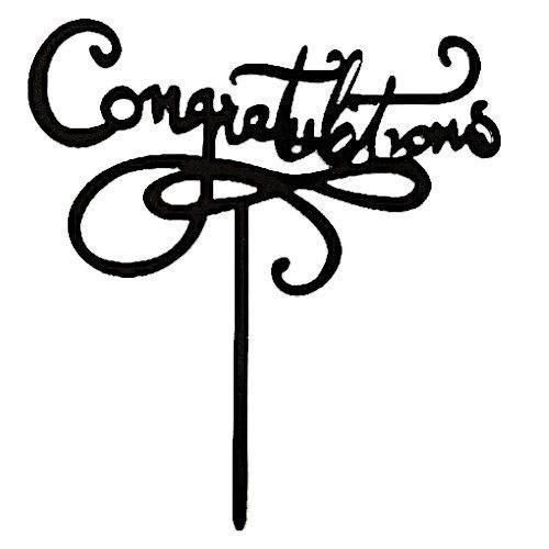 Cake topper congratulations zwart