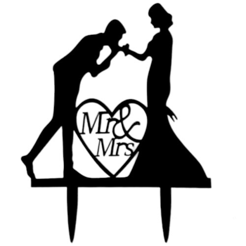 Cake topper mr& mrs hartje zwart