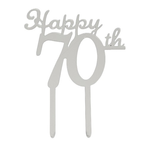Cake topper happy 70th zilver