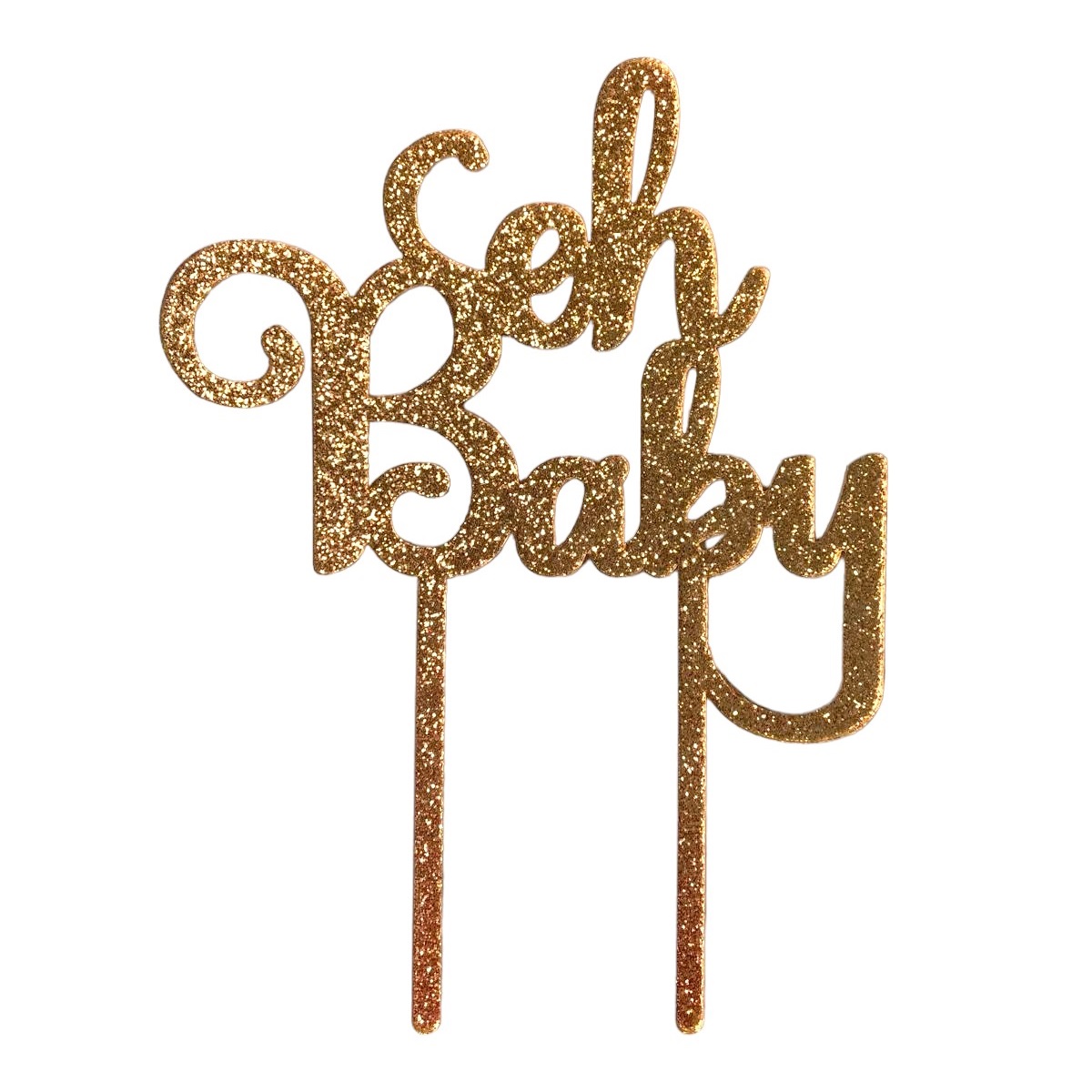 Cake topper oh baby glitter goud