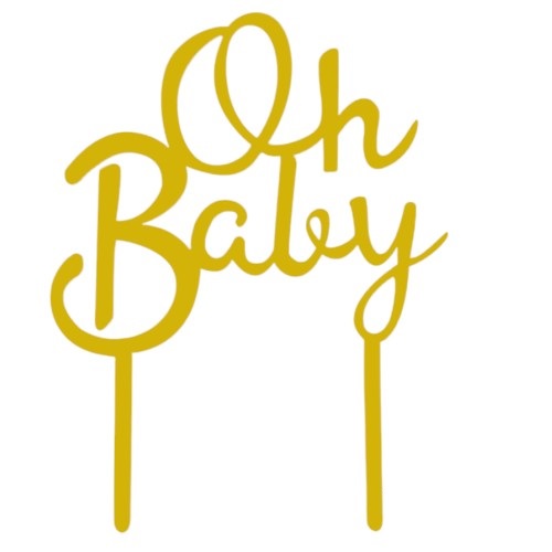 Cake topper Oh baby gold