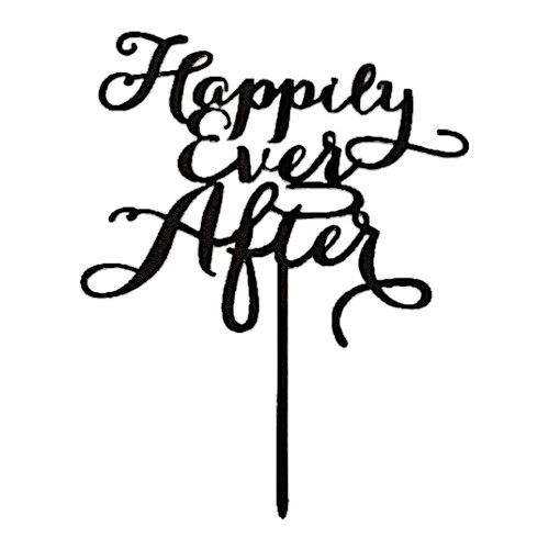 Cake topper happily ever after zwart
