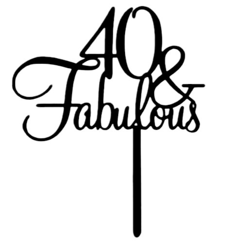 Cake topper 40 & fabulous zwart