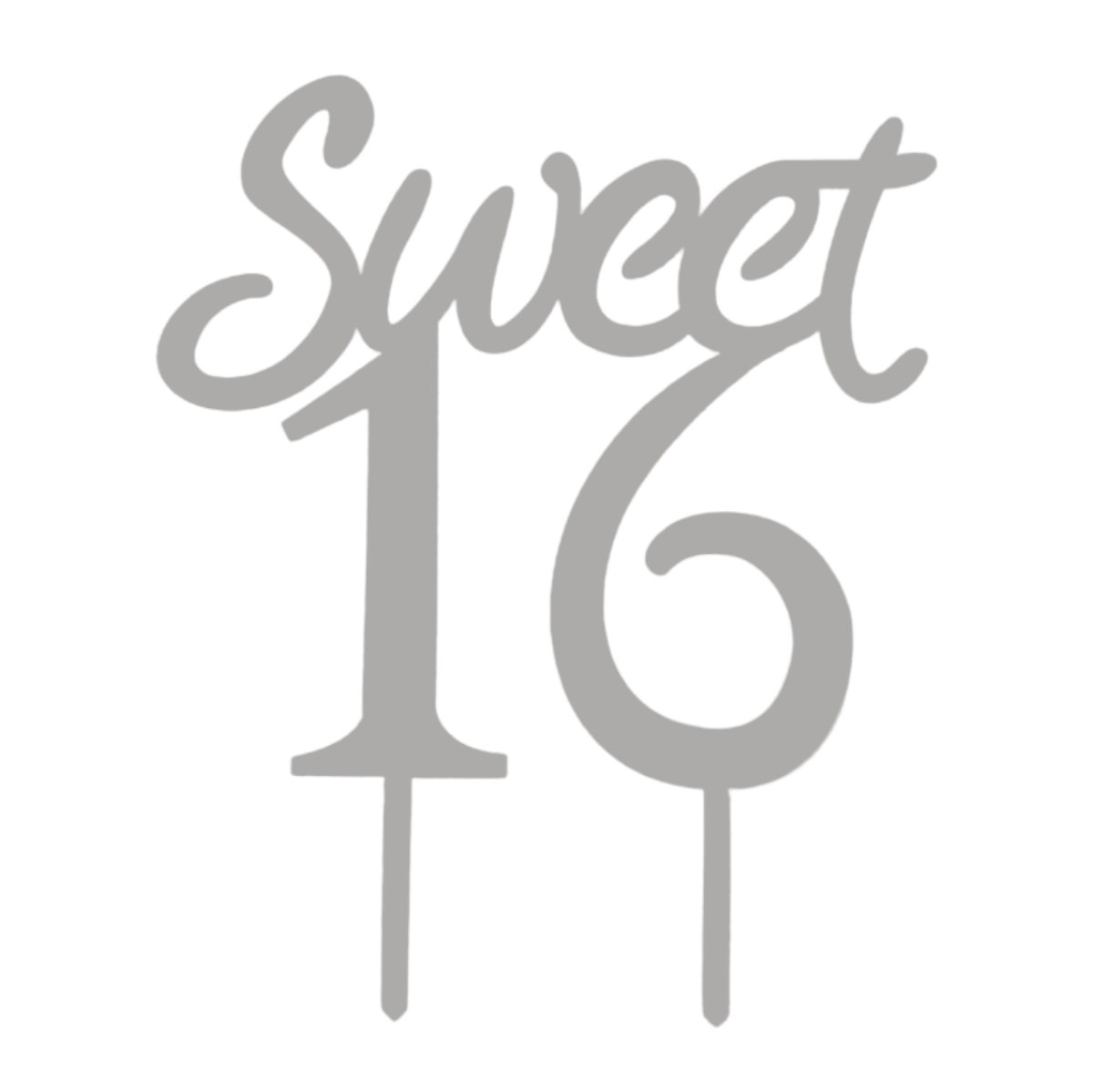 Cake topper sweet 16 zilver