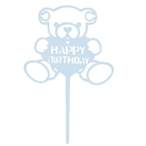 Cake topper happy birthday beertje blauw