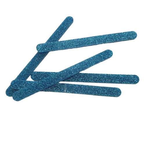 Glitter ijsstokjes blauw 5 stuks